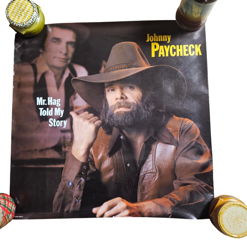 Johnny Paycheck Mr. Hag Told My Story Vintage 1981 Promo Album Poster 24x24 CBS
